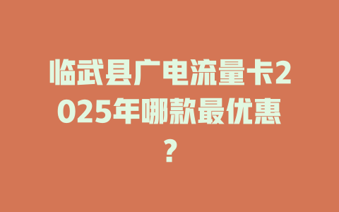 临武县广电流量卡2025年哪款最优惠？