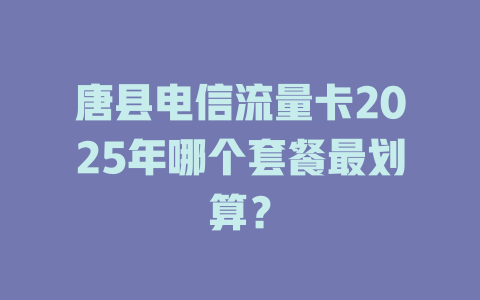 唐县电信流量卡2025年哪个套餐最划算？