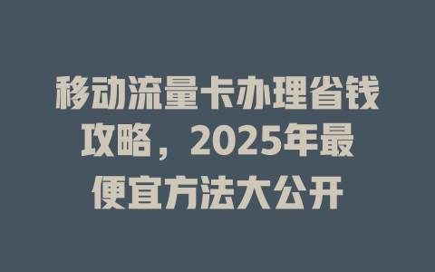 移动流量卡办理省钱攻略，2025年最便宜方法大公开