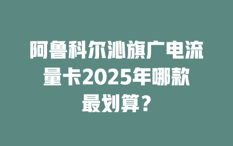 阿鲁科尔沁旗广电流量卡2025年哪款最划算？