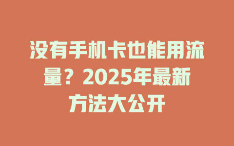 没有手机卡也能用流量？2025年最新方法大公开
