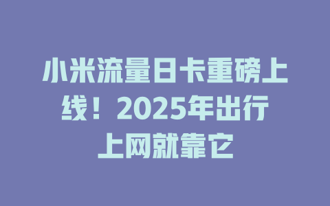 小米流量日卡重磅上线！2025年出行上网就靠它
