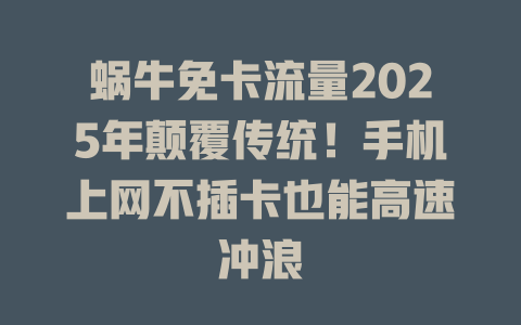 蜗牛免卡流量2025年颠覆传统！手机上网不插卡也能高速冲浪