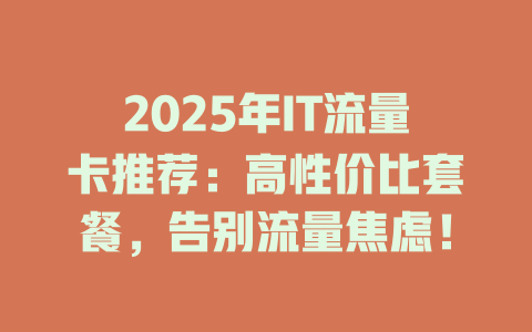 2025年IT流量卡推荐：高性价比套餐，告别流量焦虑！