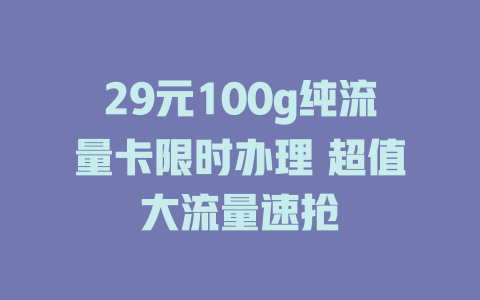 29元100g纯流量卡限时办理 超值大流量速抢
