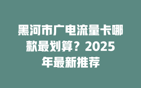 黑河市广电流量卡哪款最划算？2025年最新推荐