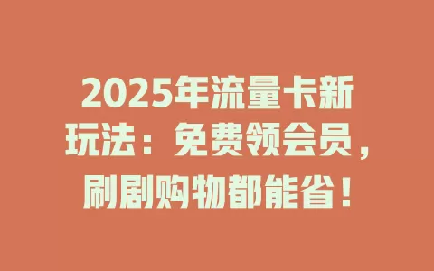 2025年流量卡新玩法：免费领会员，刷剧购物都能省！