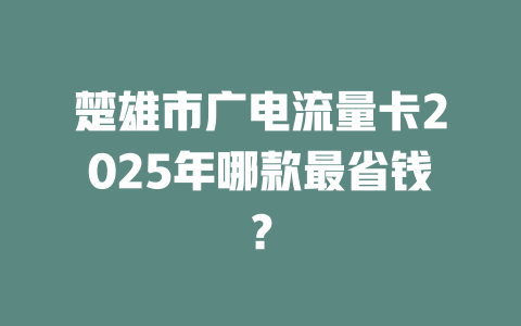 楚雄市广电流量卡2025年哪款最省钱？