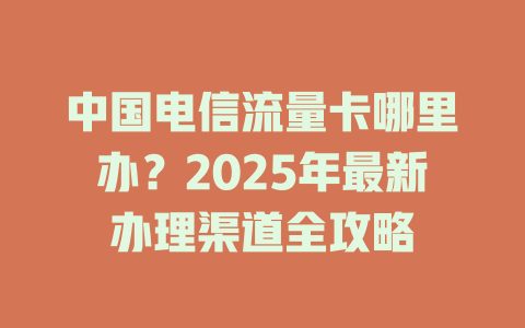 中国电信流量卡哪里办？2025年最新办理渠道全攻略