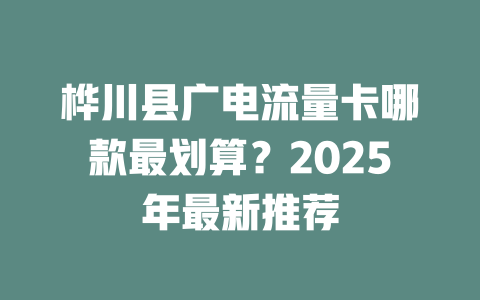 桦川县广电流量卡哪款最划算？2025年最新推荐