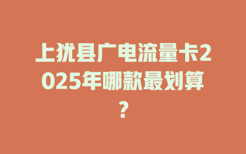 上犹县广电流量卡2025年哪款最划算？