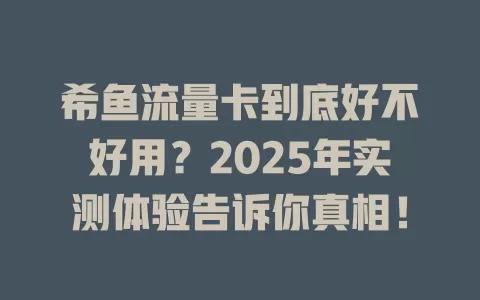 希鱼流量卡到底好不好用？2025年实测体验告诉你真相！