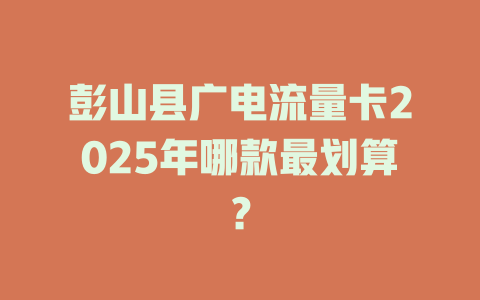 彭山县广电流量卡2025年哪款最划算？