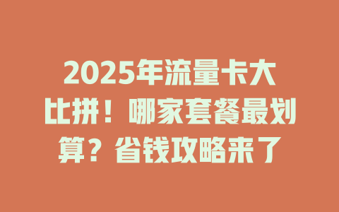 2025年流量卡大比拼！哪家套餐最划算？省钱攻略来了