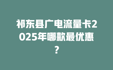 祁东县广电流量卡2025年哪款最优惠？