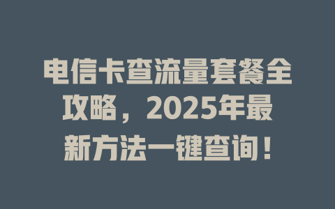 电信卡查流量套餐全攻略，2025年最新方法一键查询！