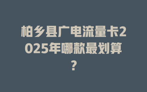 柏乡县广电流量卡2025年哪款最划算？