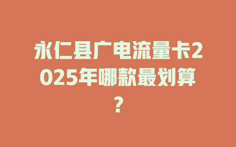 永仁县广电流量卡2025年哪款最划算？