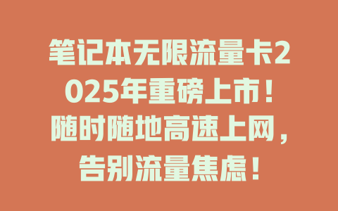 笔记本无限流量卡2025年重磅上市！随时随地高速上网，告别流量焦虑！