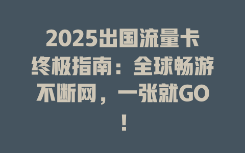 2025出国流量卡终极指南：全球畅游不断网，一张就GO！