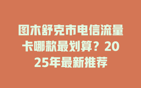 图木舒克市电信流量卡哪款最划算？2025年最新推荐