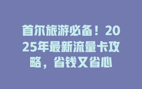 首尔旅游必备！2025年最新流量卡攻略，省钱又省心