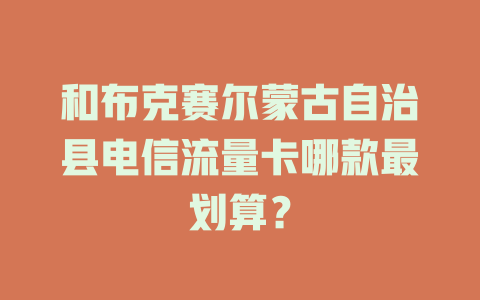 和布克赛尔蒙古自治县电信流量卡哪款最划算？