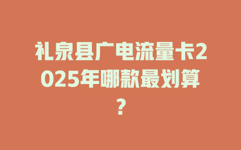 礼泉县广电流量卡2025年哪款最划算？
