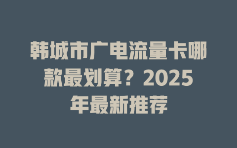 韩城市广电流量卡哪款最划算？2025年最新推荐