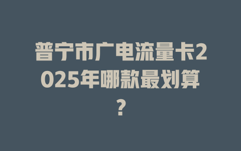 普宁市广电流量卡2025年哪款最划算？