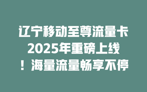 辽宁移动至尊流量卡2025年重磅上线！海量流量畅享不停
