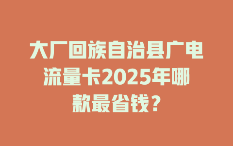大厂回族自治县广电流量卡2025年哪款最省钱？