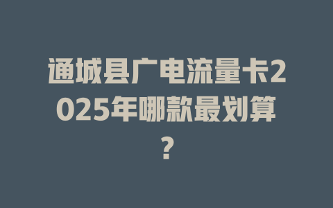 通城县广电流量卡2025年哪款最划算？
