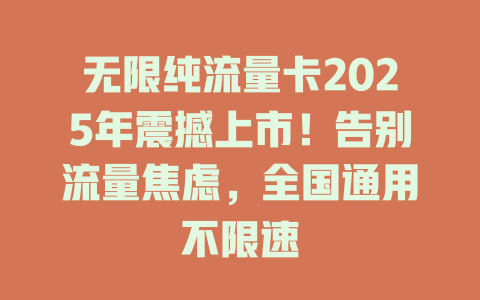 无限纯流量卡2025年震撼上市！告别流量焦虑，全国通用不限速