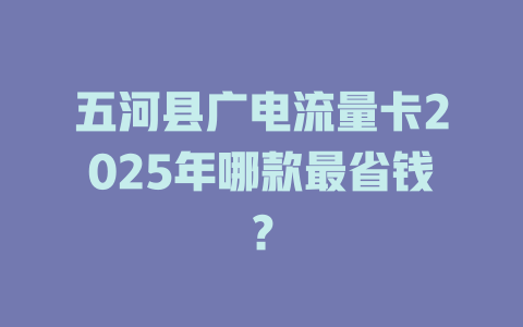 五河县广电流量卡2025年哪款最省钱？