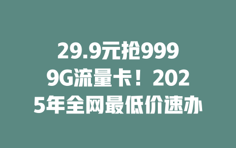 29.9元抢9999G流量卡！2025年全网最低价速办