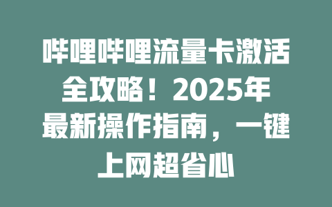 哔哩哔哩流量卡激活全攻略！2025年最新操作指南，一键上网超省心