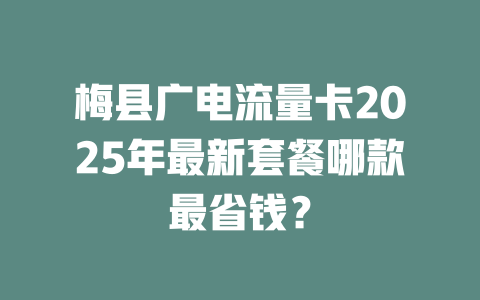 梅县广电流量卡2025年最新套餐哪款最省钱？