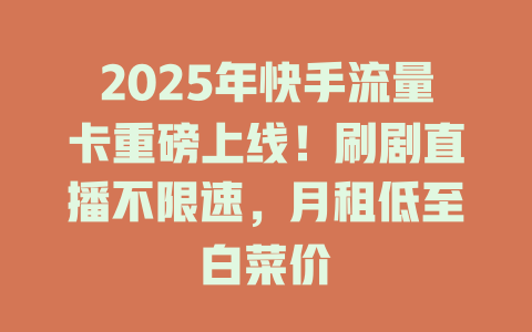 2025年快手流量卡重磅上线！刷剧直播不限速，月租低至白菜价