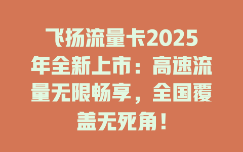 飞扬流量卡2025年全新上市：高速流量无限畅享，全国覆盖无死角！