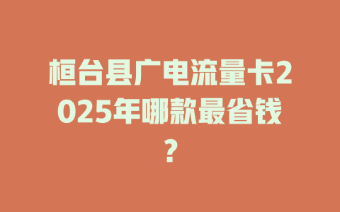 桓台县广电流量卡2025年哪款最省钱？