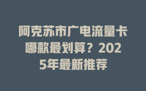 阿克苏市广电流量卡哪款最划算？2025年最新推荐