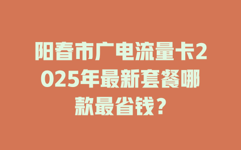 阳春市广电流量卡2025年最新套餐哪款最省钱？