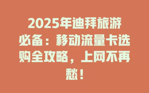 2025年迪拜旅游必备：移动流量卡选购全攻略，上网不再愁！