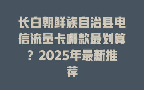 长白朝鲜族自治县电信流量卡哪款最划算？2025年最新推荐