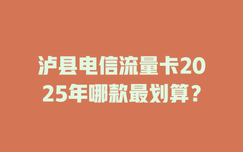 泸县电信流量卡2025年哪款最划算？