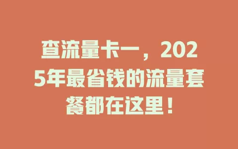 查流量卡一，2025年最省钱的流量套餐都在这里！