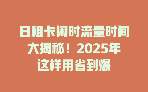 日租卡闲时流量时间大揭秘！2025年这样用省到爆