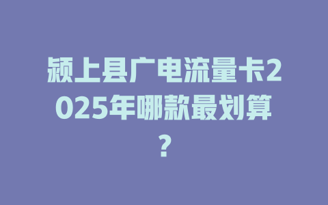 颍上县广电流量卡2025年哪款最划算？