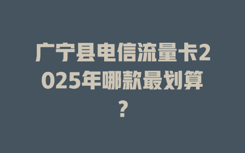 广宁县电信流量卡2025年哪款最划算？